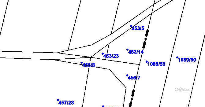 Parcela st. 453/23 v KÚ Vochov, Katastrální mapa