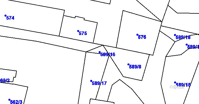 Parcela st. 589/16 v KÚ Vochov, Katastrální mapa