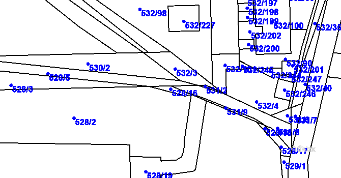 Parcela st. 528/16 v KÚ Vochov, Katastrální mapa