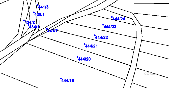 Parcela st. 444/21 v KÚ Vochov, Katastrální mapa
