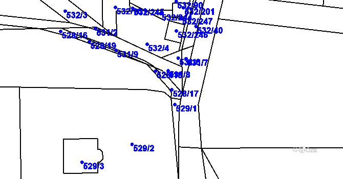 Parcela st. 528/17 v KÚ Vochov, Katastrální mapa