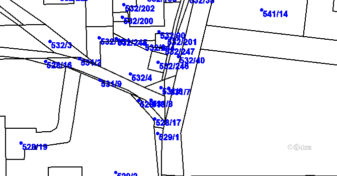 Parcela st. 531/7 v KÚ Vochov, Katastrální mapa