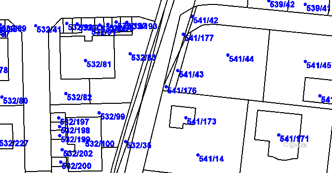 Parcela st. 541/176 v KÚ Vochov, Katastrální mapa