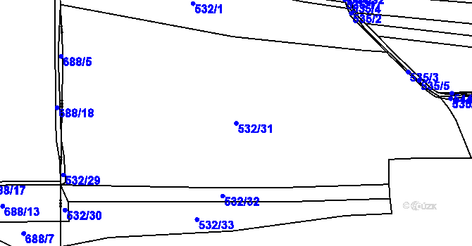 Parcela st. 532/31 v KÚ Vochov, Katastrální mapa