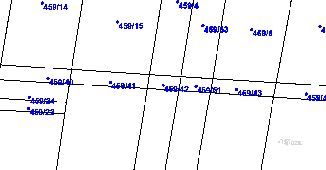 Parcela st. 459/42 v KÚ Vochov, Katastrální mapa