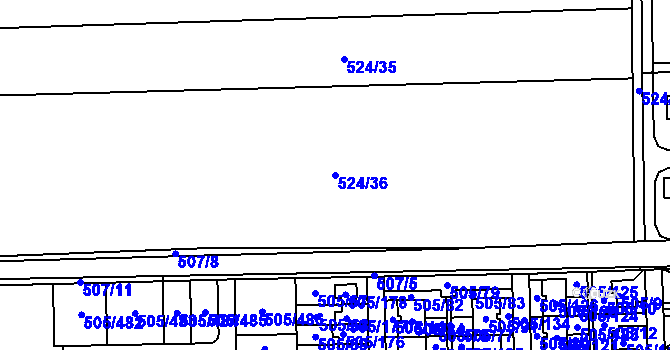 Parcela st. 524/36 v KÚ Vochov, Katastrální mapa