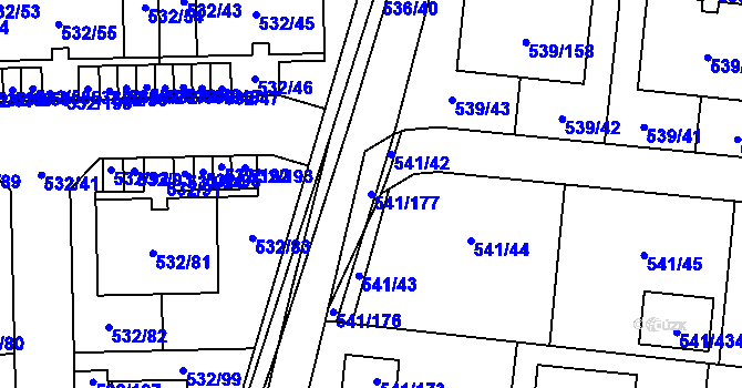 Parcela st. 541/177 v KÚ Vochov, Katastrální mapa