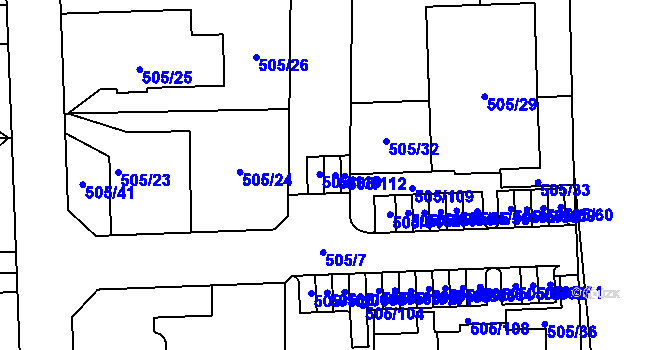 Parcela st. 505/111 v KÚ Vochov, Katastrální mapa
