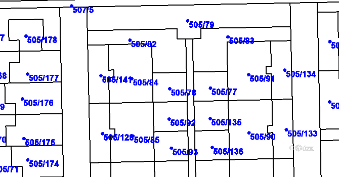 Parcela st. 505/78 v KÚ Vochov, Katastrální mapa