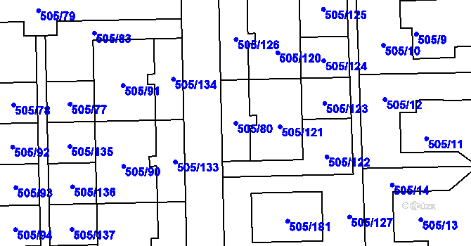 Parcela st. 505/80 v KÚ Vochov, Katastrální mapa