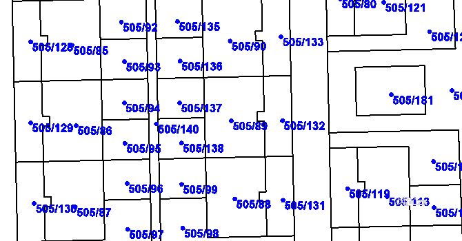 Parcela st. 505/89 v KÚ Vochov, Katastrální mapa