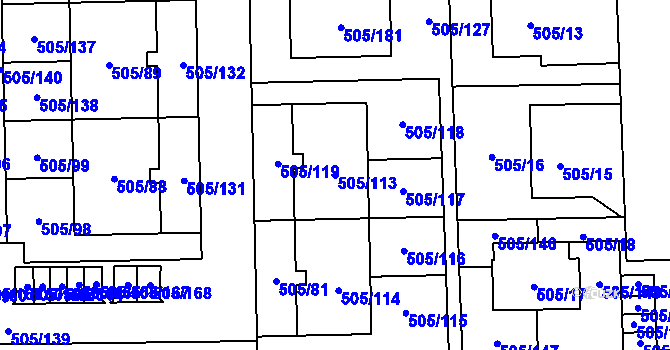 Parcela st. 505/113 v KÚ Vochov, Katastrální mapa