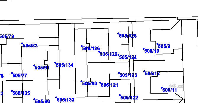 Parcela st. 505/120 v KÚ Vochov, Katastrální mapa