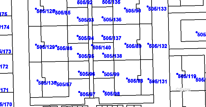 Parcela st. 505/138 v KÚ Vochov, Katastrální mapa