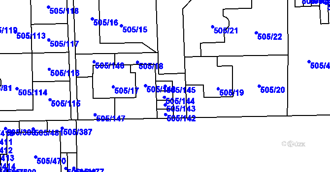 Parcela st. 505/145 v KÚ Vochov, Katastrální mapa
