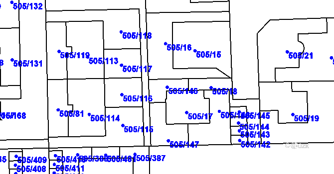 Parcela st. 505/146 v KÚ Vochov, Katastrální mapa
