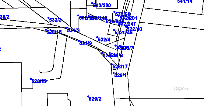 Parcela st. 528/18 v KÚ Vochov, Katastrální mapa