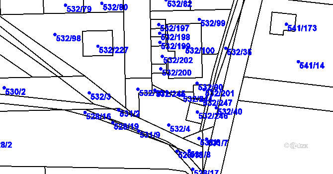 Parcela st. 532/90 v KÚ Vochov, Katastrální mapa