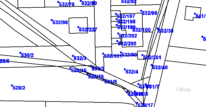 Parcela st. 532/101 v KÚ Vochov, Katastrální mapa