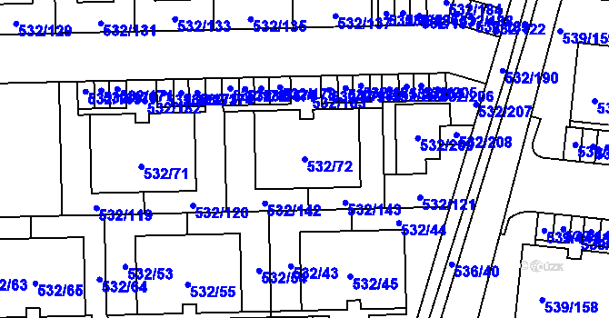 Parcela st. 532/72 v KÚ Vochov, Katastrální mapa