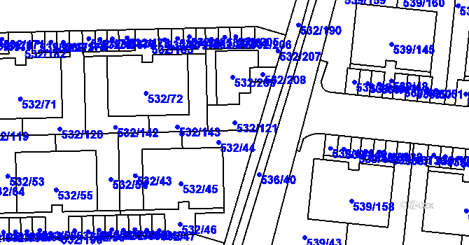 Parcela st. 532/121 v KÚ Vochov, Katastrální mapa