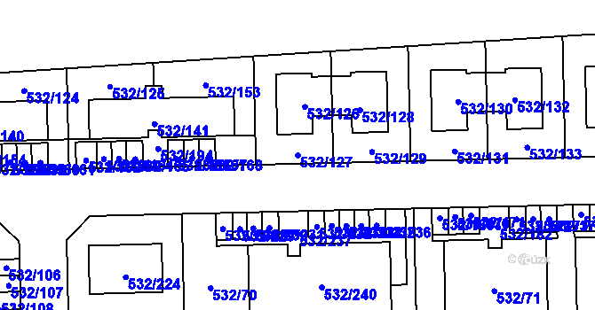 Parcela st. 532/127 v KÚ Vochov, Katastrální mapa