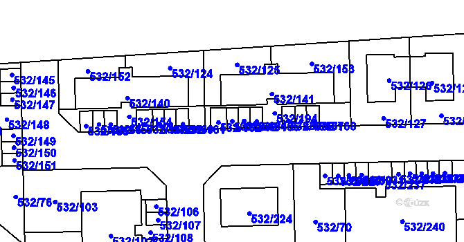Parcela st. 532/163 v KÚ Vochov, Katastrální mapa