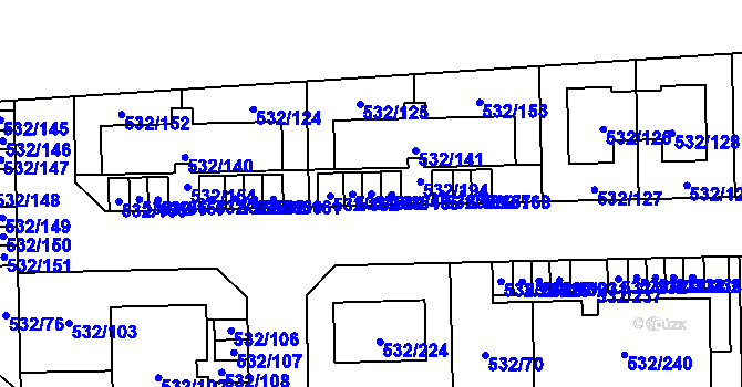 Parcela st. 532/164 v KÚ Vochov, Katastrální mapa