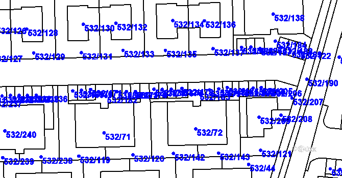 Parcela st. 532/177 v KÚ Vochov, Katastrální mapa