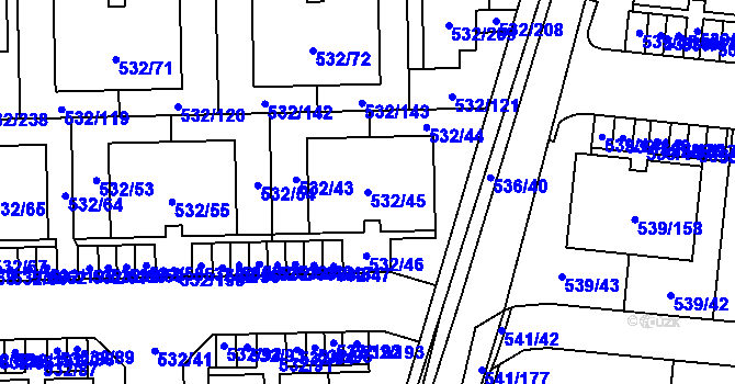 Parcela st. 532/45 v KÚ Vochov, Katastrální mapa