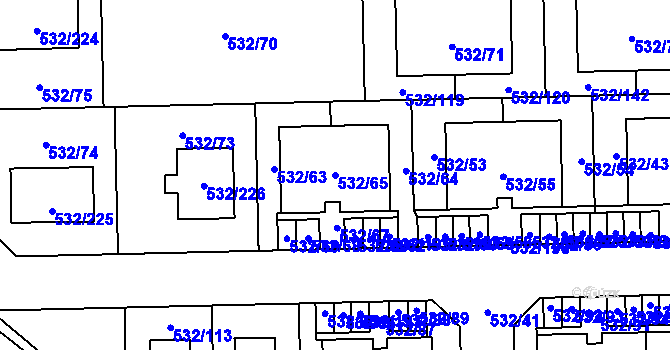 Parcela st. 532/65 v KÚ Vochov, Katastrální mapa