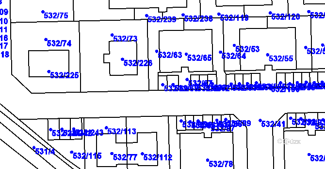 Parcela st. 532/69 v KÚ Vochov, Katastrální mapa