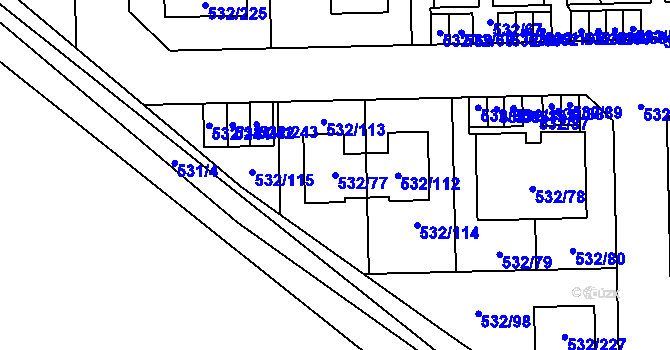 Parcela st. 532/77 v KÚ Vochov, Katastrální mapa