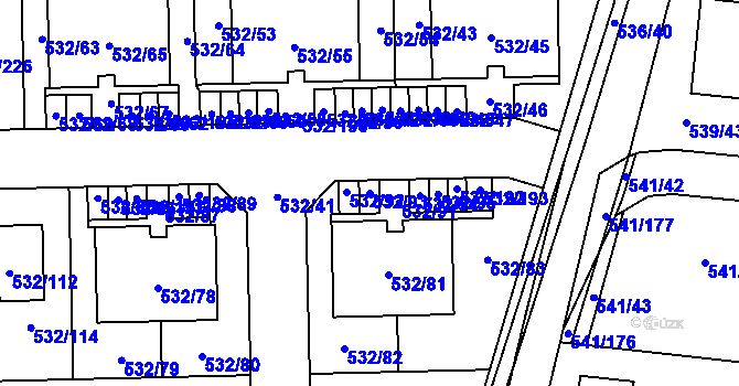 Parcela st. 532/93 v KÚ Vochov, Katastrální mapa