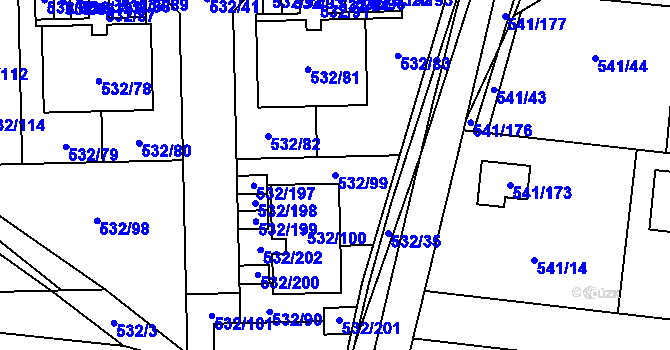 Parcela st. 532/99 v KÚ Vochov, Katastrální mapa