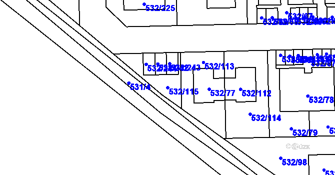 Parcela st. 532/115 v KÚ Vochov, Katastrální mapa