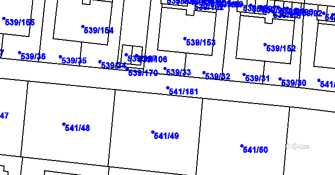 Parcela st. 541/181 v KÚ Vochov, Katastrální mapa