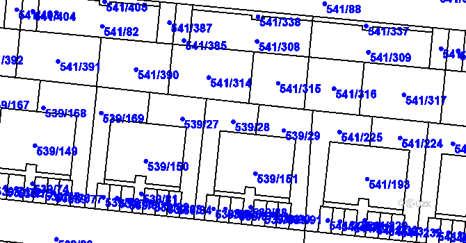 Parcela st. 539/28 v KÚ Vochov, Katastrální mapa