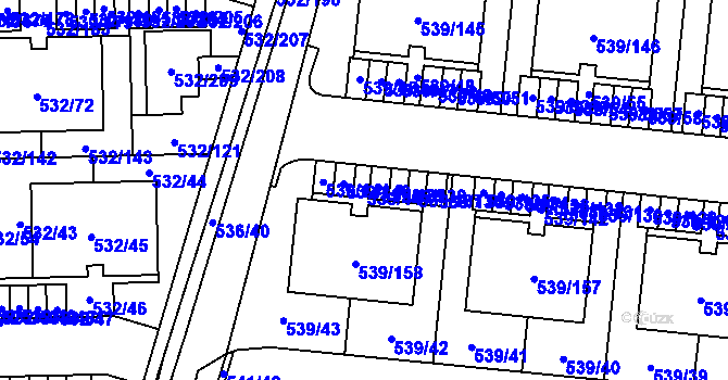 Parcela st. 539/44 v KÚ Vochov, Katastrální mapa