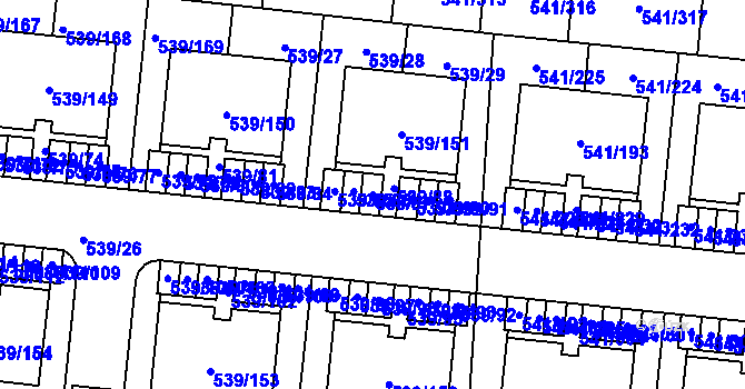 Parcela st. 539/87 v KÚ Vochov, Katastrální mapa