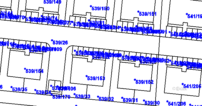 Parcela st. 539/100 v KÚ Vochov, Katastrální mapa