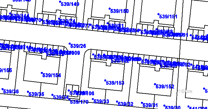 Parcela st. 539/103 v KÚ Vochov, Katastrální mapa