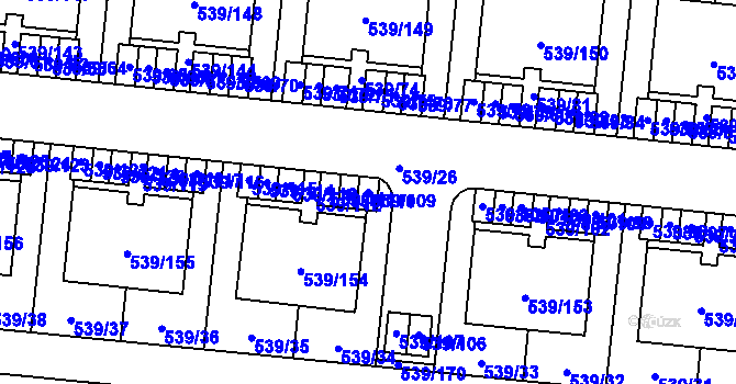 Parcela st. 539/109 v KÚ Vochov, Katastrální mapa