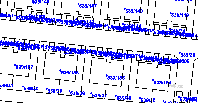 Parcela st. 539/121 v KÚ Vochov, Katastrální mapa