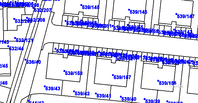 Parcela st. 539/135 v KÚ Vochov, Katastrální mapa