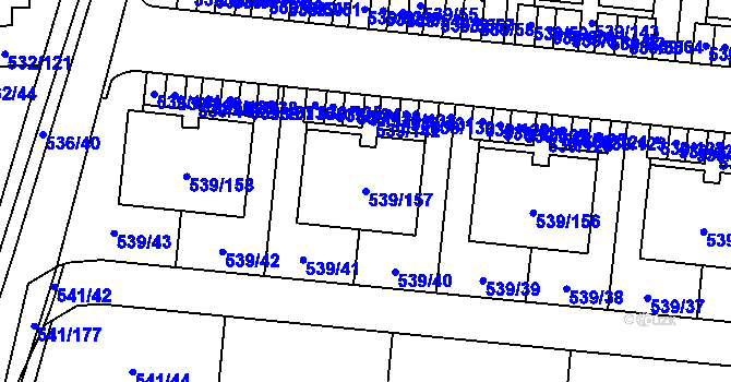 Parcela st. 539/157 v KÚ Vochov, Katastrální mapa