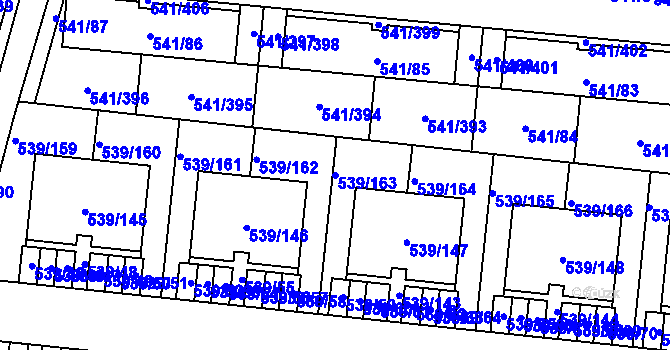 Parcela st. 539/163 v KÚ Vochov, Katastrální mapa
