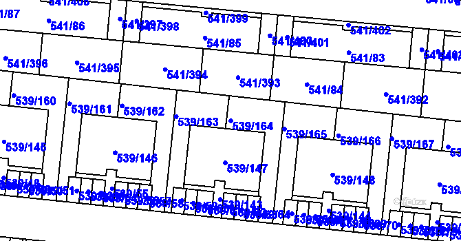 Parcela st. 539/164 v KÚ Vochov, Katastrální mapa