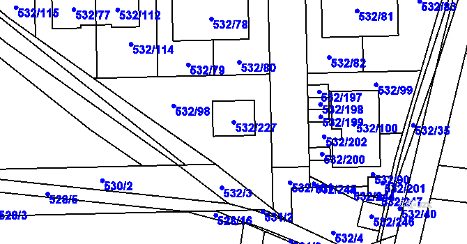 Parcela st. 532/227 v KÚ Vochov, Katastrální mapa