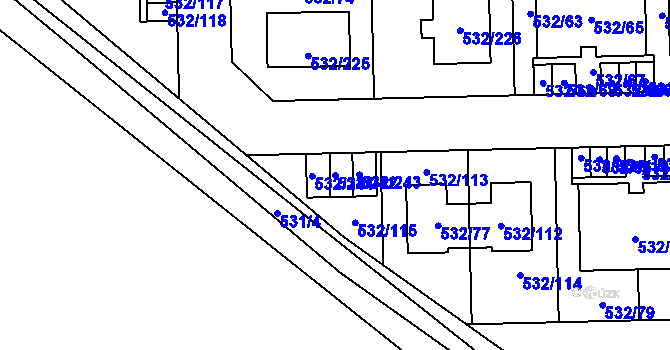 Parcela st. 532/242 v KÚ Vochov, Katastrální mapa